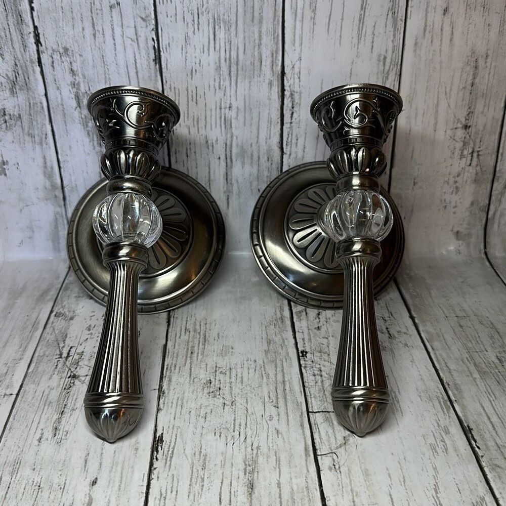 PARTYLITE‎ Classic Creations Satin Silver Sconce  set of 2